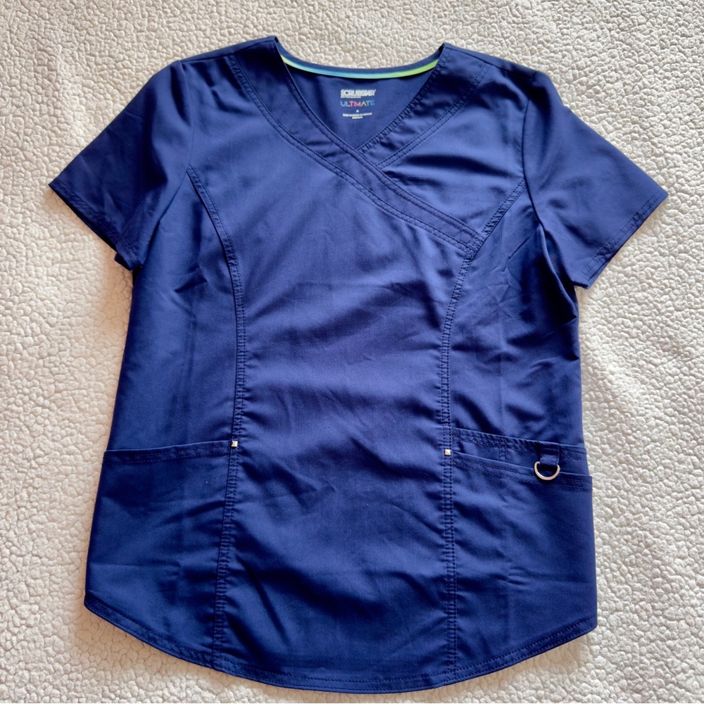 Scrubstar Ultimate Navy Blue Stretch Scrub Top M V-Neck Pockets